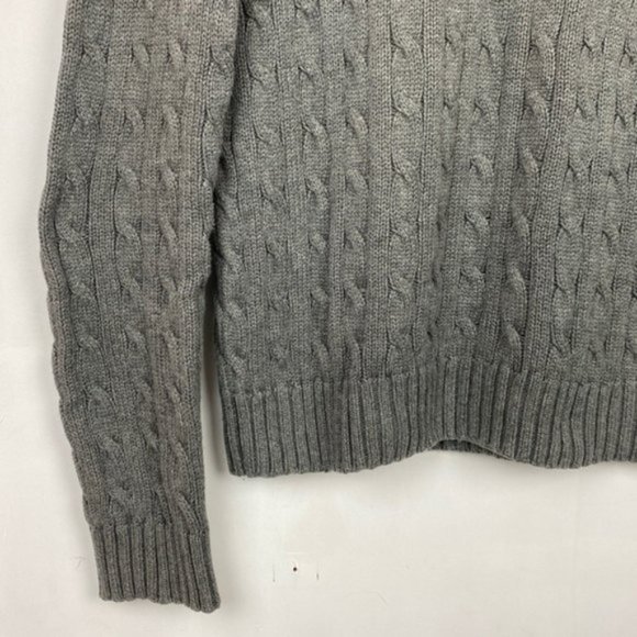 Ralph Lauren Cable Knit Sweater Gray & Purple Classic Preppy Cotton Large - Picture 8 of 13